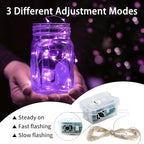 24 Pack Purple Fairy Lights 7Ft 20 LED Twinkle String Lights 3 Modes Battery Operated Waterproof Firefly Starry for Mason Jar Party Wedding Christmas Valentines Day Table Centerpieces