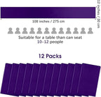 Aneco Satin 12 Pack Table Runner 12 x 108 Inch Dark Purple Long Wedding Satin Silk Table Runner for Wedding Banquet Graduations Birthday Party Decoration