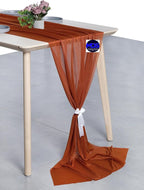 MDS Halloween Chiffon Table Runner - 15 Pack, 29 x 170 Inches, 14ft Each - Sheer Spooky Table Runners for Haunted House Parties, Trick-or-Treat Tables, Witchy Décor, Wedding & Events - Terracotta
