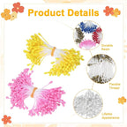 900-Pack Flower Stamens for Crafts, 5mm Double Heads Artificial Pearl Floral Pistil Mini Flower Pollens Stamens for DIY Making/Scrapbook Decoration [Dark Pink and 5 Colors]