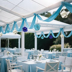 BRT Bearingshui Crepe Paper Flowers Decoration for Wall Total 9 Pcs, Artificial Flowers Backdrop for Wedding Decor Baby Bridal Shower Birthday Party, Navy Light Blue White 3D Wall Flowers Decor