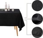 Ascoza 2pack 90x156 Inch Black Rectangular Tablecloth 8 Feet Table Cloth in Polyester Fabric for Wedding/Banquet/Restaurant/Parties
