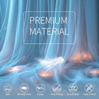 Baby Blue Tulle Backdrop Curtain with Lights String - 10x8ft Sheer Backdrop with 250 LEDs for Wedding, Baby Shower, Bridal Shower, Birthday Party Photo Shoot Background and Home Decorations