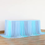 Frozen Theme Party Tulle Table Skirt for Rectangle Tables 6ft Ocean Blue Ruffle Tutu Table Cloth Cover for Winter Wonderland Baby Shark Baby Shower Birthday Party Wedding Decorations