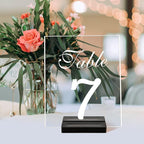 Acrylic Sign Stand Card Holder, 10 PCS Place Sign Holders with Card Slot, Stands for Acrylic Signs, Table Numbers Display Stands for Meeting/Menu/Table Numbers (Black)