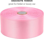 Pink Solid Satin Ribbon 1-1/2 Inch 50 Yards Solid Polyester Fabric Ribbon for Gift Wrapping Wedding Christmas Baby Shower Birthday Party Decoration Handmade Immortal Flower Craft