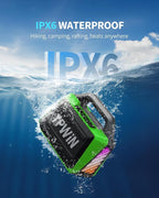Bluetooth Speaker - 80W Loud Rugged Outdoor Speakers, IPX6 Waterproof, 20H Playtime, Deep Bass, Lightshow, TWS, BT 5.3 Wireless, Portable for Travel Hiking Camping Beach Pool - Green