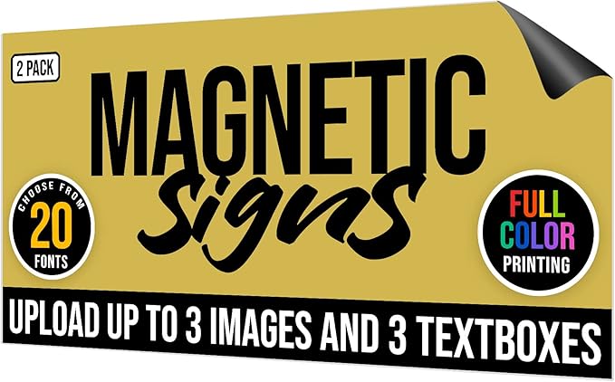 2-Pack,12"x24" Custom Magnet Signs in Full Color for Business and Advertising, 30 mil Customized Vinyl Car Magnets, Personalized Magnetic Sheets for Company Storefront & Vehicles (Sharp Corners)