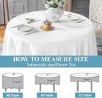 VidaFete 6 Pack 90inch Round Tablecloth Polyester Table Cloth，Stain Resistant and Wrinkle Polyester Dining Table Cover for Kitchen Dinning Party Wedding Rectangular Tabletop Buffet Decoration(White)