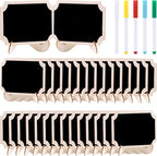 Swpeet 30Pcs Mini Chalkboards Signs with Liquid Chalk Markers and Easel Stand, Rectangle Notch Message Board Signs for Weddings Place Cards, Birthday Parties, Table Numbers and Event Decorations