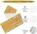 Farmhouse Floral Table Runner, Spring Seasonal Yellow Daisy Sunflower Retro Wooden Country Table Center Decor for Home Kitchen Dining Patio Holiday Party Table Decorations, 13"x90" Inch