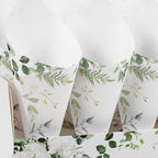 CIMAXIC Wedding Confetti Cone Holder Box - Flower, Paper, Petal Cones - White Paper Cup Candy Stand