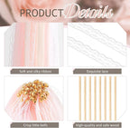 Taiyin 150 Pcs Lace Ribbon Stick Wands Wedding Wand Streamers with Bell Silk Ribbon Fairy Wand Wedding Send Off Streamer for Baby Shower Holiday Party Favors (Pink,Beige)