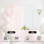 WEERRW White Arch Backdrop Cover Set of 2 Spandex Fitted Round Top Chiara Backdrop Stand Stretchy Wedding Covering for Event Birthday Party Banquet Decoration (6FT, 7.2FT)