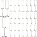 24 Pieces Clear Champagne Flutes 6 OZ Straight Sided Wine Glasses Champagne Long Stem Drinking Colored Glasses,Set of 24 Hand Blown Champagne Flutes Goblets for Wedding Cocktail Cups,Cava, Prosecco