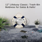 MorroMorn Lifebuoy Wall Hanging Decor - Welcome Aboard Mediterranean Style Home Decoration (Navy, 12")