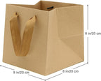 Kraft Paper Gift Bag Small Square Bottom Kraft Paper Bags with Handles (Natural Kraft, 8 x 8 x 8 in, 10 CT)