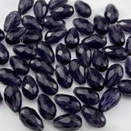 130pcs 6x8mm Teardrop Crystal Glass Beads for Jewelry Making, Faceted Vertical Hole Teardrop Glass Spacer Beads for Wind Chimes Bracelet Earring Necklace DIY Craft(Violet)