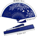 WEARXI Handheld Fan, 4 PCS Hand Fan, Chinese Folding Fan for Women Foldable, Silk Bamboo Hand Held Fan, Paper Hand Fan