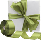 Light Green Solid Satin Ribbon 1-1/2 Inch 50 Yards Solid Polyester Fabric Ribbon for Gift Wrapping Wedding Christmas Baby Shower Birthday Party Decoration Handmade Immortal Flower Craft