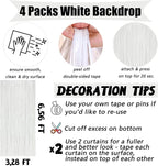 4 Pack White Fringe Curtain Backdrop, 3.2Ft x 6.6Ft Metallic Tinsel Foil Fringe Streamers Background for Photo Booth Birthday Wedding Baby Shower Carnival Easter Mother’s Day Party Decorations
