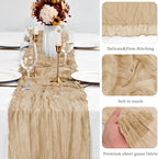 6Pcs Shallow Khaki Cheesecloth Table Runner 120 Inch10FT Champagne Rustic Boho Cheesecloth Table Runnerfor Wedding Party Baby Shower Birthday Home Decor Holiday Decorations
