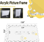 3 Pack Acrylic Picture Frames 4x6 Scalloped with Detachable Brackets, Vertical and Horizontal Tabletop Display, Clear Magnetic Photo Frames for Home/Family/Party/Wedding
