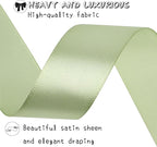 Pale green Solid Satin Ribbon 1 Inch 25 Yards Solid Polyester Fabric Ribbon for Gift Wrapping Wedding Christmas Baby Shower Birthday Party Decoration Handmade Immortal Flower Craft