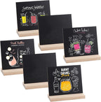 Double-Sided Small Chalkboard Signs (6 x 5 Inch) - Set of 6 with Stand & 7 Liquid Chalk Markers | Vintage Decorative Mini Tabletop Message Boards for Home & Events