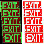10 Pcs Glow in the Dark Exit Signs for Business 12 x 7 Inch Photoluminescent Signs Stickers for Indoor Outdoor for Business, Office, Warehouse (with Arrows)