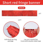 Red Birthday Decorations Tinsel Garland Parade Float Decorations for Trailer 4Pack 12FT Casino Theme Party Decorations Carnival Ceiling Fringe Banner Backdrop for Streamers Party Decorations
