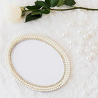 Flat Pearl Garland String 27 Yards, 6MM Half-Round Beaded Spool Roll Crafts for Wedding Decoration (Ivory)