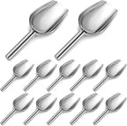 12Pcs Mini Ice Scoopers for Ice Bucket, 6 oz Stainless Steel Small Scoop Metal Food Scoop Candy Scoops for Candy Buffet Jars Canisters Scooping Dry Goods, Sugar, Coffee Bean, Flour, Spice, Dog Food
