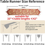 Luxury Vintage Design Table Runner 60 inches Long Embroidery Jacquard Fabric with Multi-Tassels Table Runners for Dining Room Dresser Christmas Thanksgivi Party Fireplace Decorations (Red, 12X60inch)