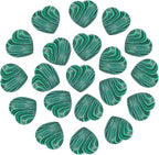 PATIKIL 20 Pcs Natural Heart Shaped Crystal Stone, 0.6 Inch Mini Polished Love Gemstone Crystal, Pocket Rock Engraved Worry Stones for Women Gifts Meditation, Peacock Green