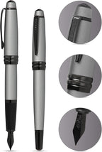 Cross Bailey Refillable Fountain Presented in a Premium Gift Box - Medium Point, Black Ink, Matte Gray
