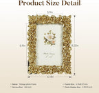 Cuspin Vintage Gold 4x6 Picture Frame, Gold Ornate Rose Flower Resin Photo Frame with Glass Front for Tabletop or Wall Hanging, Antique Picture Frames for Home Office Decor