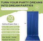 PartyVillage 50ft×15ft Royal Blue Backdrop Curtain for Wedding Parties, 10 Panels Wrinkle Free 15 FT Long Polyester Photo Backdrop Drapes Back Drop Cloth for Birthday Photography Background
