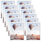 CRUGLA 8x10 White Magnetic Picture Frames for Refrigerator 12 Packs, Modified Magnetic Sheet with Self Adhesive Backing, 8 by 10 Magnetic Photo Craft Frame Set for Glass Window Door Cubicle