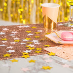 MOWO Glitter Five Stars Confetti Wedding Party Decor and Table Decor, 1.2’’ in Diameter (glitter gold,pink,white,200pc)