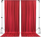AK TRADING CO. 10 feet x 10 feet Polyester Backdrop Drapes Curtains Panels with Rod Pockets - Wedding Ceremony Party Home Window Decorations - RED (DRAPE-5x10-RED)