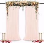 DUOBAO Peach Chiffon Backdrop Curtain-2 Panels 29"x120" Wedding Chiffon Backdrop Drapes Polyester Chiffon Fabric Drapes Birthday Backdrops Voile Window Curtain Photography Backdrop (29''x120''x2pcs)