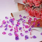 HappyFiller Fall Thanksgiving Decoration 720 Pcs Purple Acrylic Diamonds Gems,Wedding Diamond Confetti Party Favor,Table Scatters,Treasure Gemstones,Floral Home Centerpieces,Mix 0.8" and 0.4"