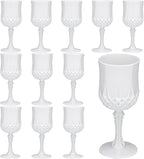 JLYLOL Plastic Vintage Wine Glasses 7OZ Plastic Goblets Vintage Drinking Glasses 12PCS Retro Wedding Glassware Water Goblets Reusable Drinking Cups for Party,Reception,Celebration,Bar,Whiskey(White)