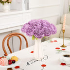 U'Artlines Artificial Peony Silk Flower with Stems 10pcs Real Look Vintage Peonies for Home Wedding Decoration (Purple)