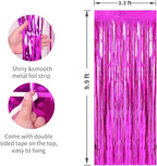 Crosize 2 Pack 3.3 x 9.9 ft Hot Pink Foil Fringe Backdrop Curtain, Streamer Backdrop Curtains, Streamers Birthday Party Decorations, Tinsel Curtain for Parties, Photo Booth Backdrops, Party Décor