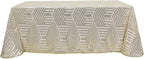 Efavormart 90"X132" Champagne Sparkly Sequin Geometric Tulle Rectangular Tablecloth