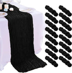 16PCS Black Cheesecloth Table Runner 10FT 35x120Inch Boho Gauze Cloth Long Rustic Sheer for Wedding Party Baby Bridal Shower Decor