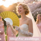 12 Pack Handheld Fan,Folding Hand Glitter Fan with Shining Transparent Fan Rib – Ideal for Wedding, Church, Festival, Dance, Tea Party, Club, and EDM Accessories, Yellow
