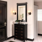 COGOOD Farmhouse Barn Door Mirror - 38 X 25 Rustic Bathroom Mirror for Living Room, Entryway, Vanity Wall Decor (Black)